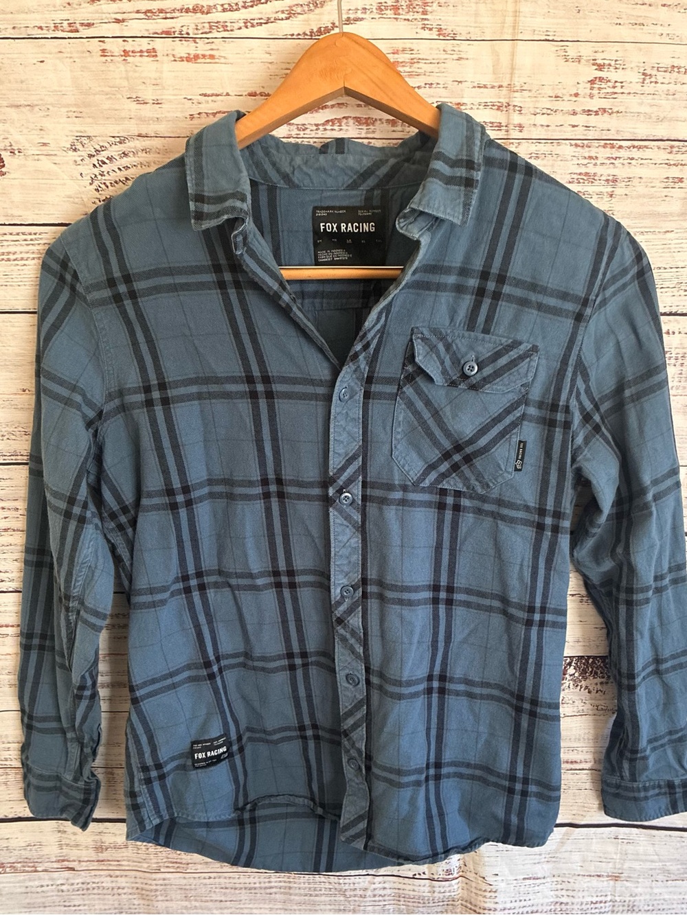 Fox Men’s Blue Plaid Long-Sleeve Button-Down Shirt Size Large